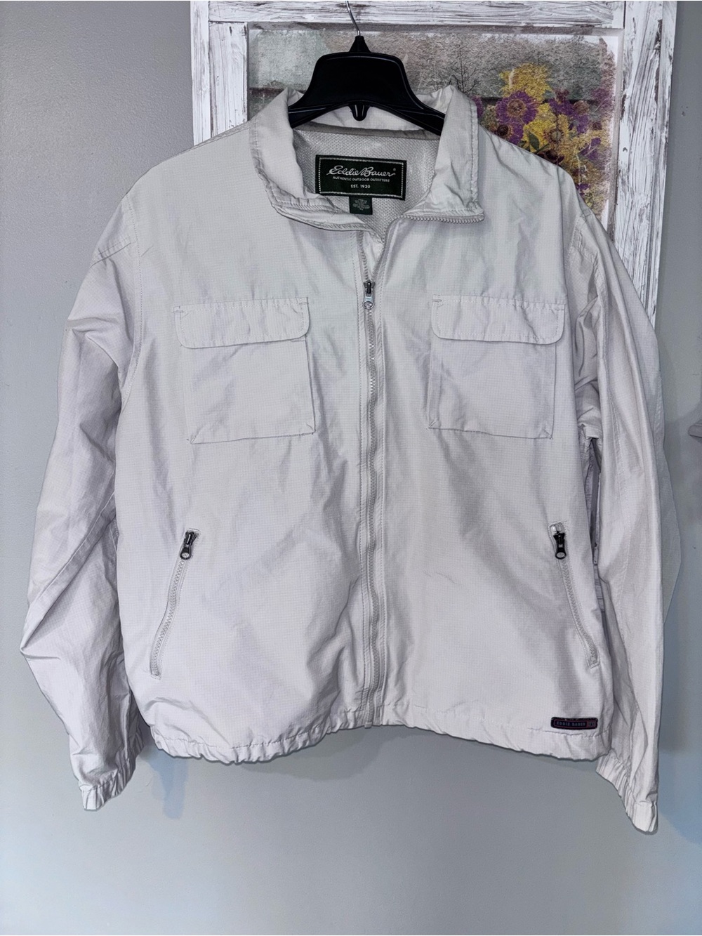 Eddie Bauer Travex Nylon Field Utility Ripstop Outdoor Jacket Mens XL Tan